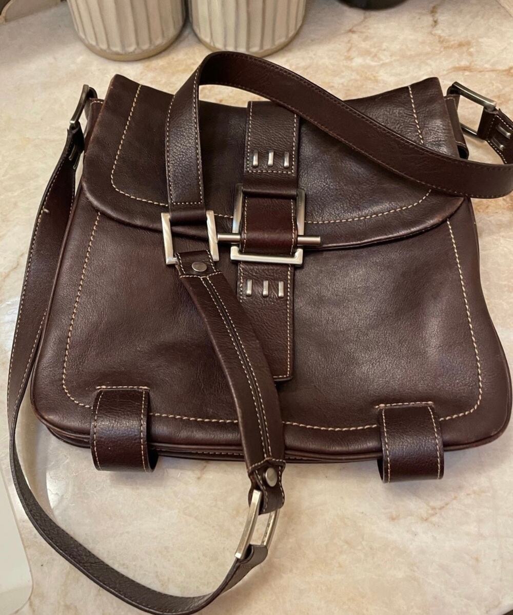 Kenneth Cole unisex crossbody brown leather